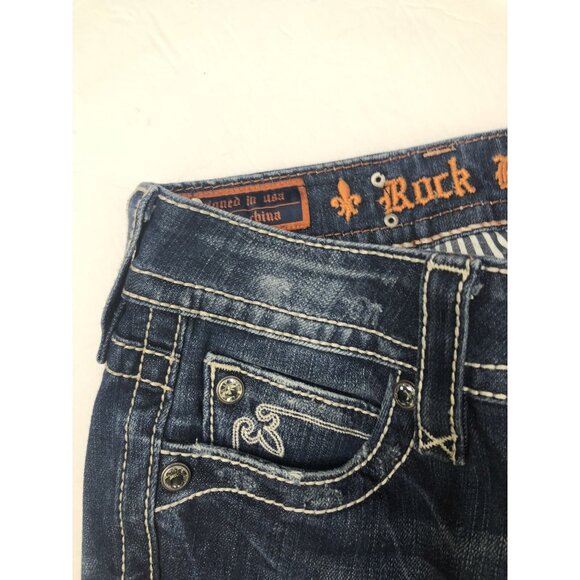 Rock Revival Noelle Skinny Womens 28x29 Blue Denim Jeans Distressed Stretch - Picture 7 of 9